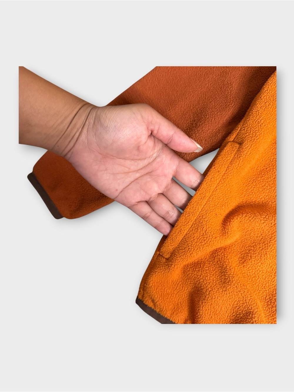 Patagonia Orange & Brown Color Block Micro D Snap T Fleece Jacket - Picture 3 of 6